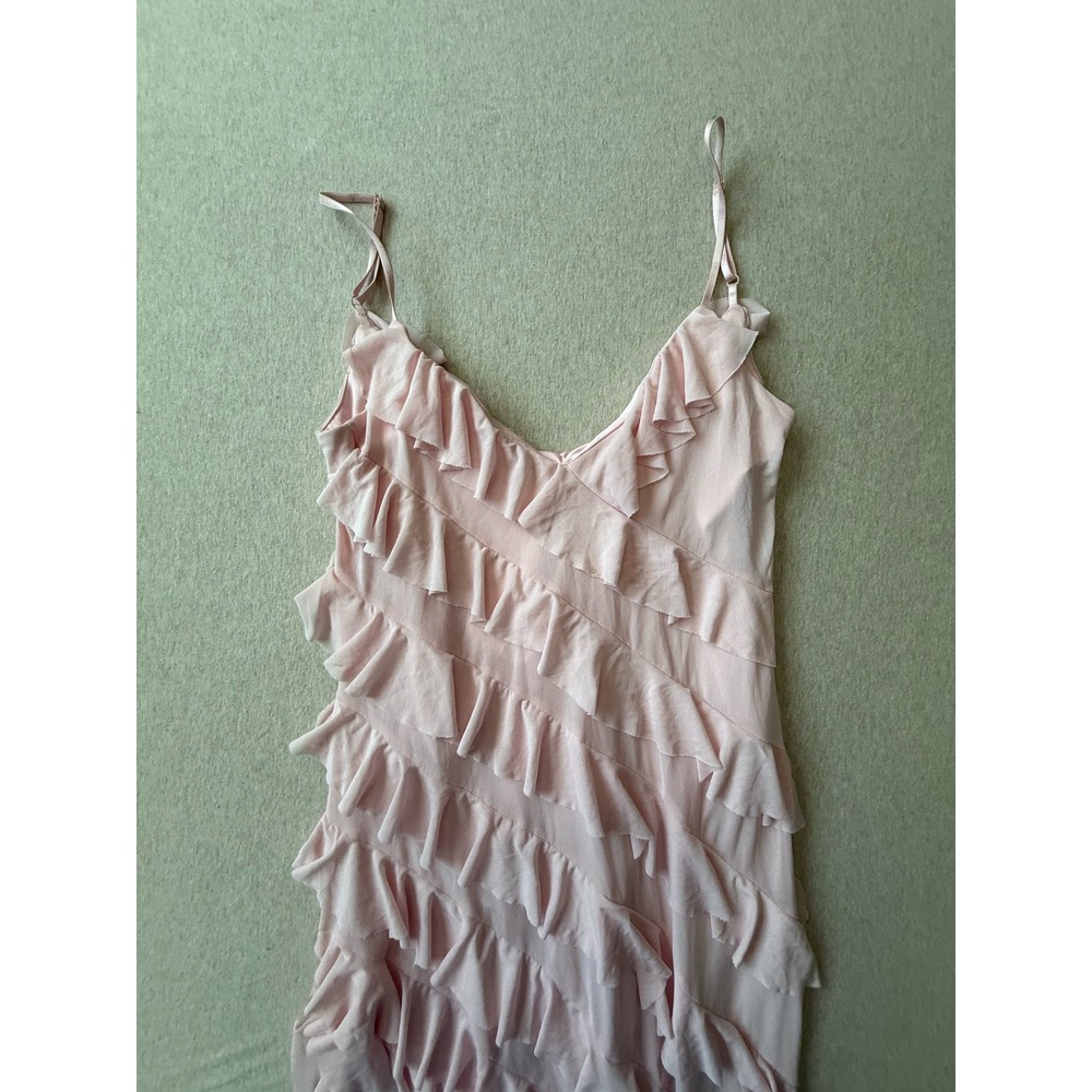 AFRM Pink Ruffle Asymmetrical Midi Dress with Bodysuit Lining Medium